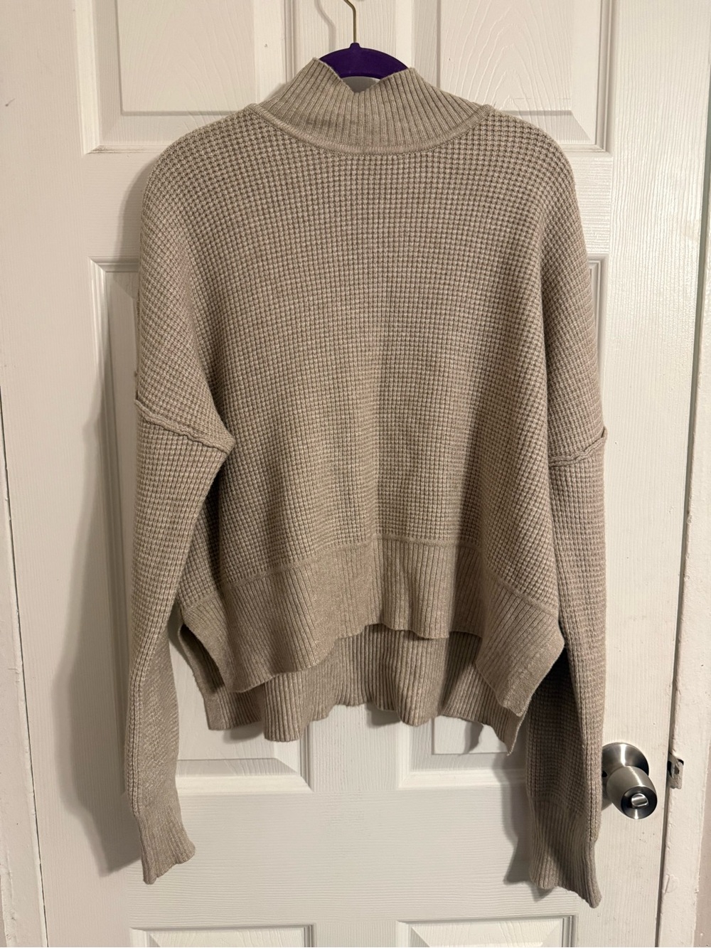 Cyrus Beige Ribbed Turtleneck Sweater